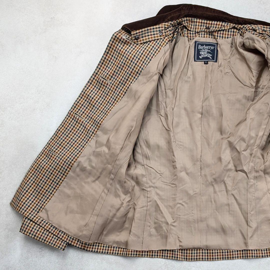 Burberrys バーバリーズ ジャケット ベルベット襟 チェック シルク混
