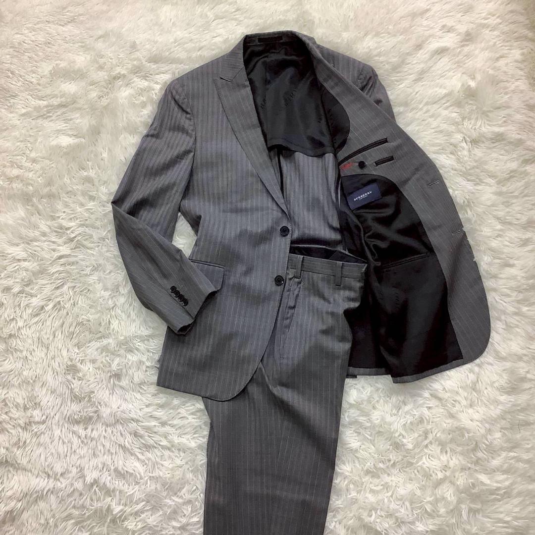 バーバリー セットアップ ウール イタリア生地 ストライプ 秋冬 メンズ