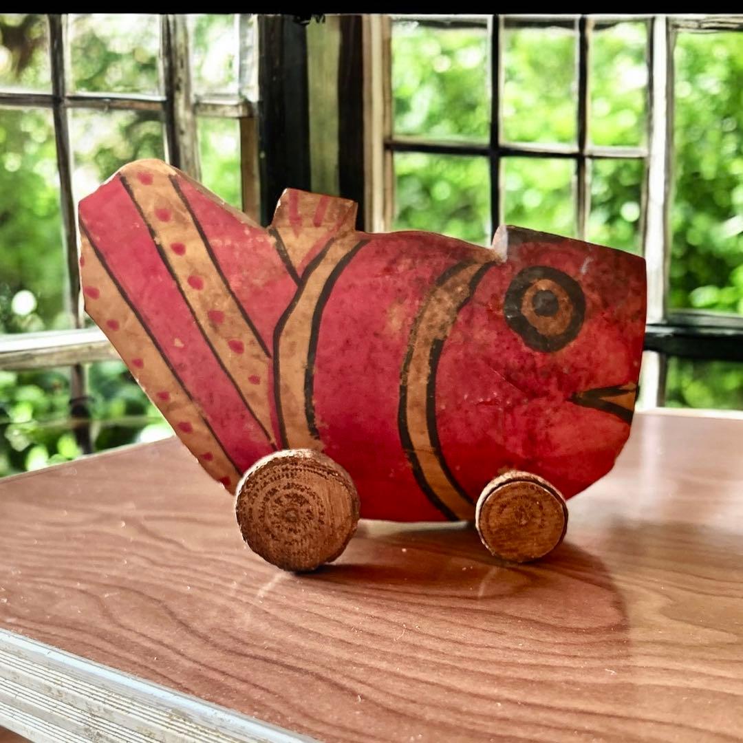 古玩 鹿児島県 郷土玩具 鹿児島神宮 鯛車（大） 全長15 ㌢ 民藝 縁起物