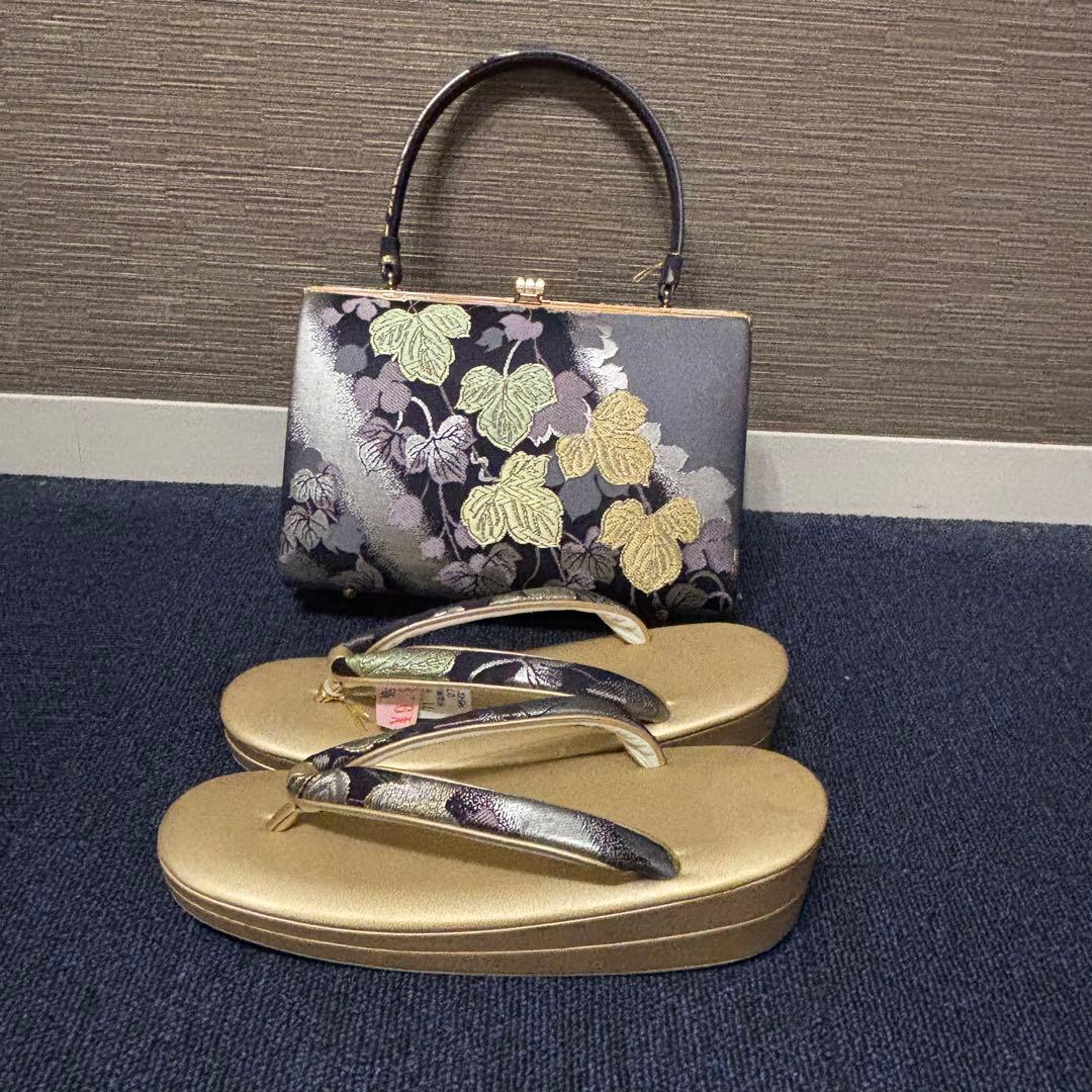 金鷲本舗 謹製 キンワシ印 バッグ・草履セット 箱付き 和装 着物 訪問着 振袖