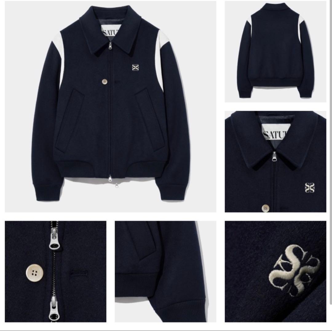 ジャケット・アウター SATUR Percy Wool Blend Varsity Jacket