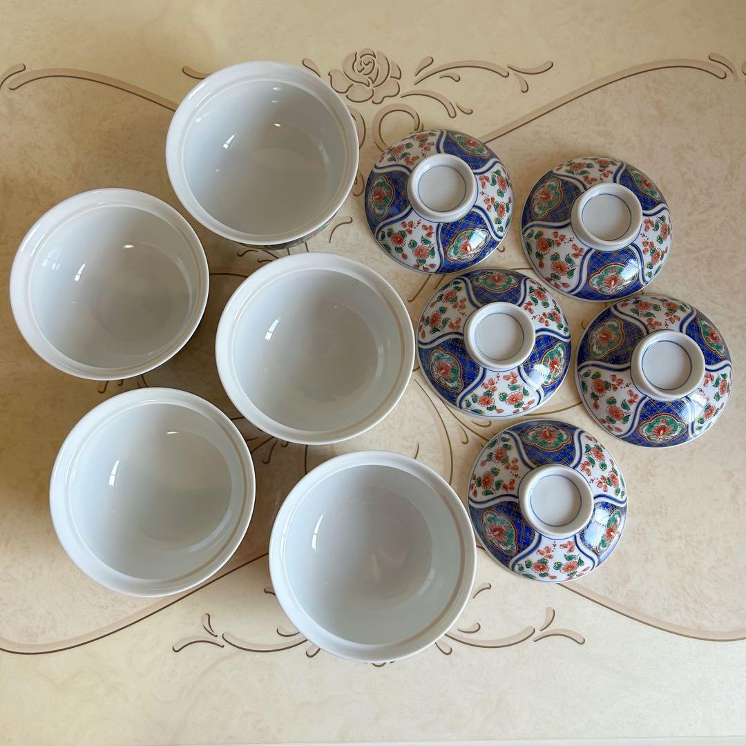 南風窯　蓋付きどんぶり揃　5客　丼ぶり　蓋付き碗　色絵　金彩古伊万里　和食器