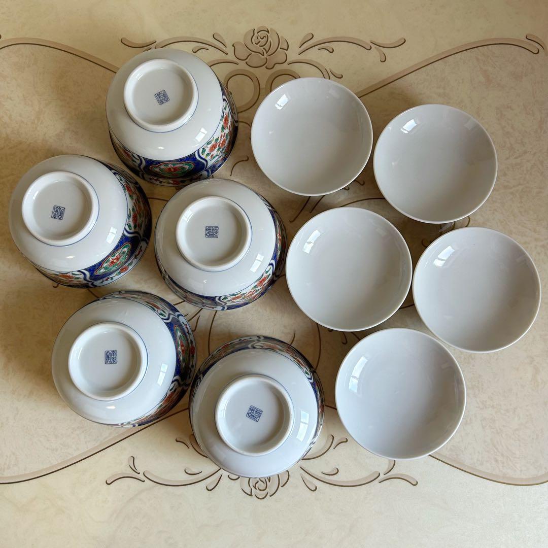 南風窯　蓋付きどんぶり揃　5客　丼ぶり　蓋付き碗　色絵　金彩古伊万里　和食器