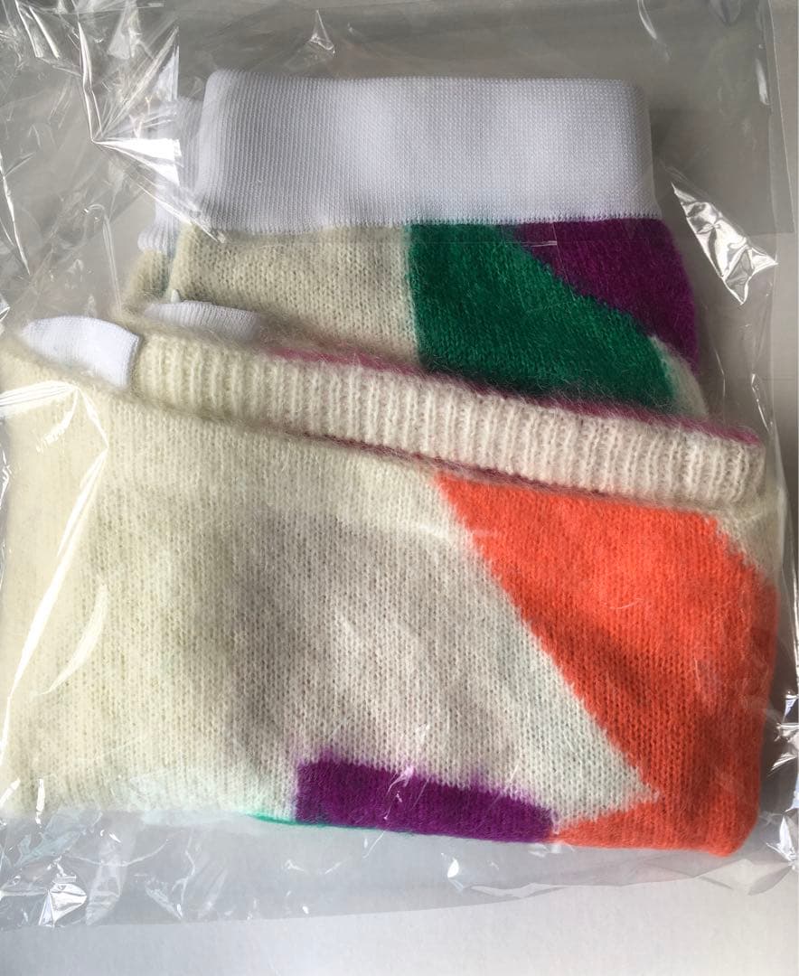 【PEARLY GATES】秋冬モヘヤ混 羊毛ニットスカートカラフルロゴ・1番M