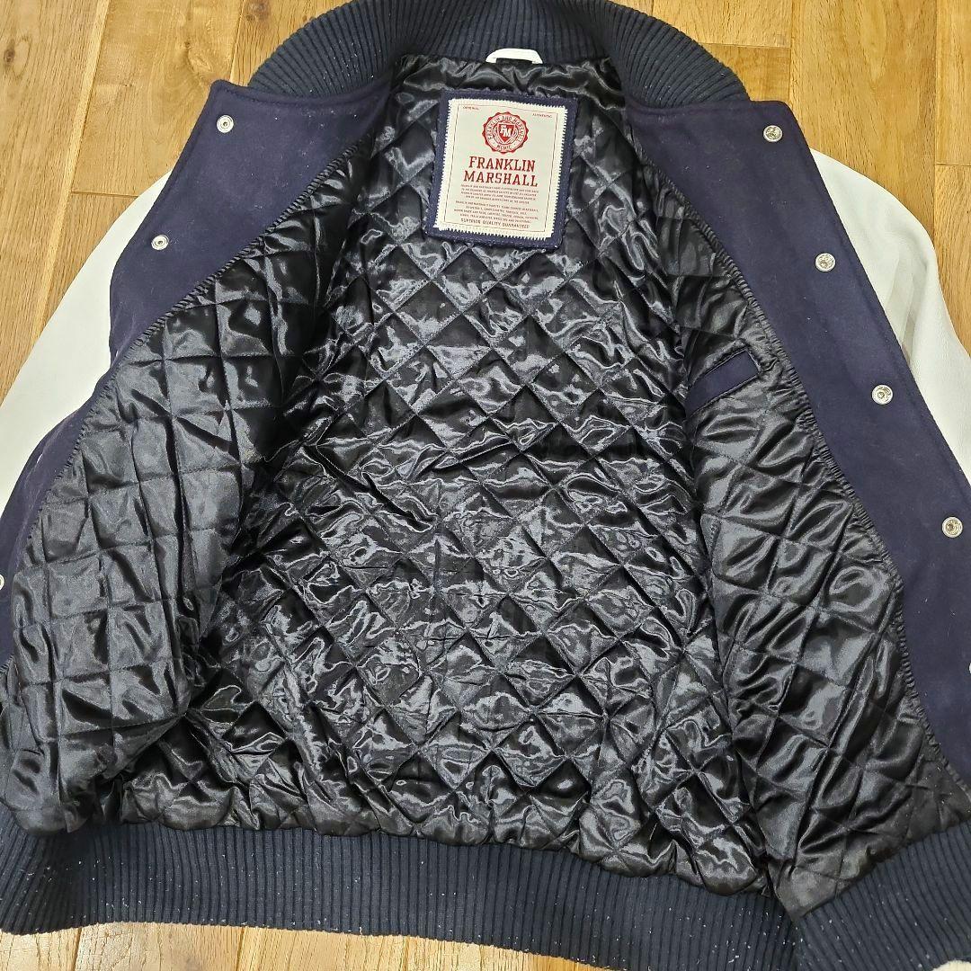 フランクリン&マーシャル スタジャン 袖レザー　本革　ウール 　XL