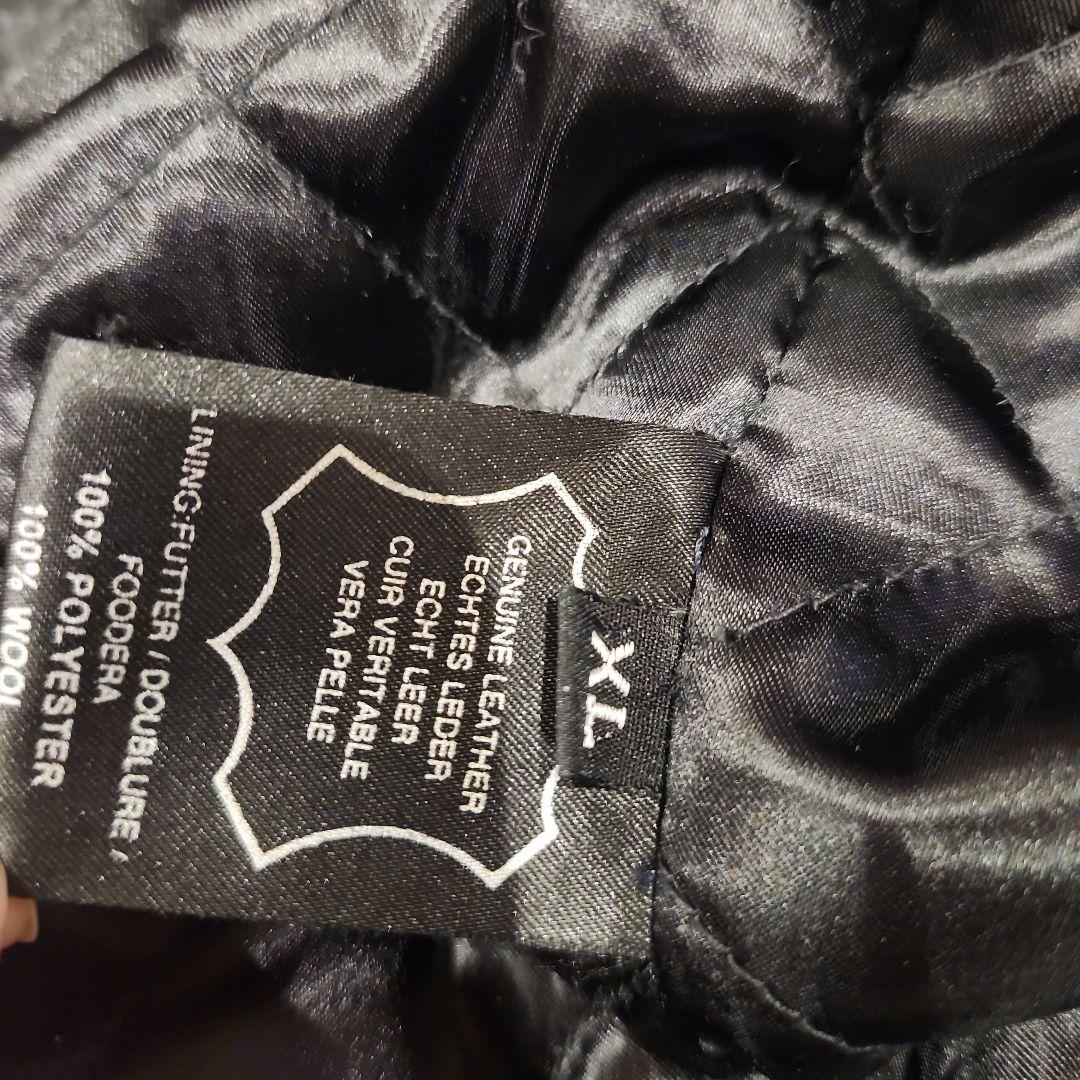 フランクリン&マーシャル スタジャン 袖レザー　本革　ウール 　XL