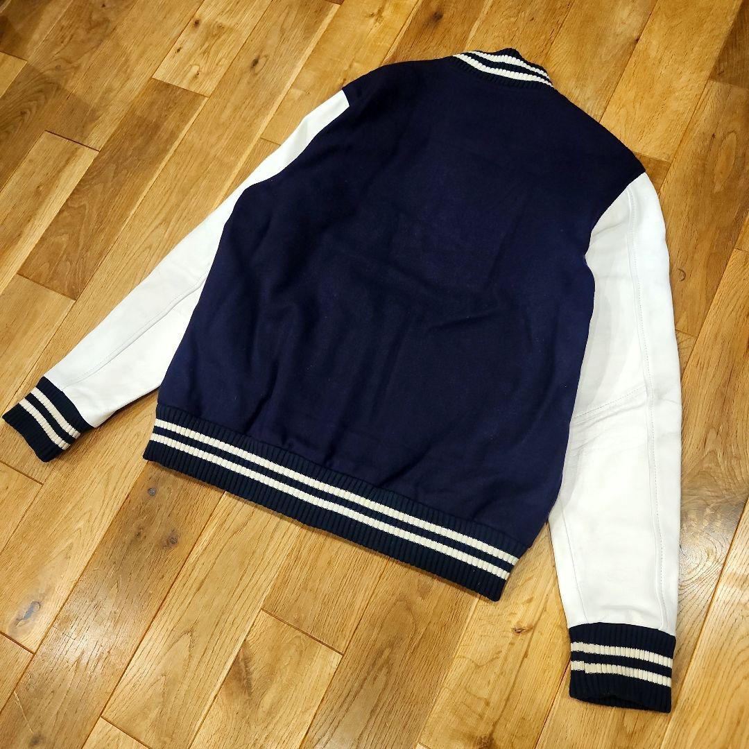 フランクリン&マーシャル スタジャン 袖レザー　本革　ウール 　XL