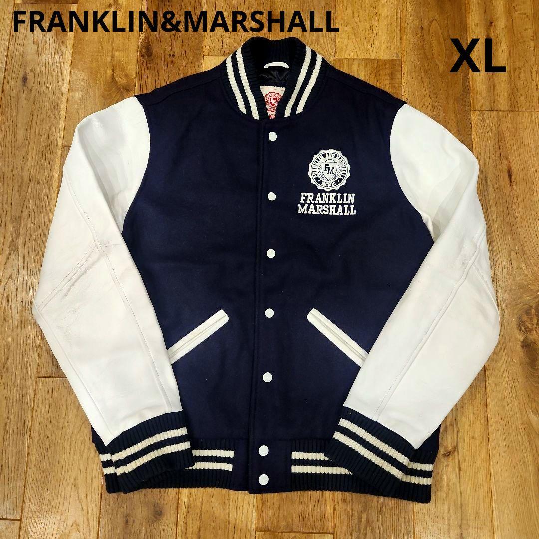 フランクリン&マーシャル スタジャン 袖レザー　本革　ウール 　XL