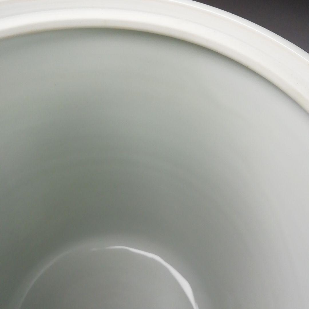 Ｔ１９３　水指　『染付　岩竹』『押小路窯　庄左ェ門』　共箱　茶道具