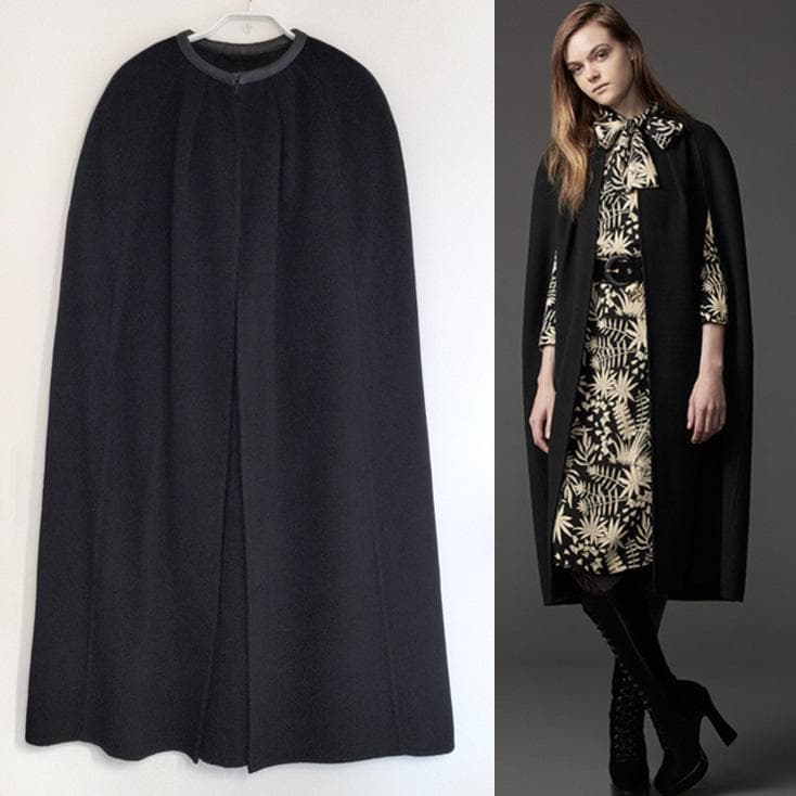 【未使用】ユニクロ×カリーヌ　ロングケープコート　黒　マント着物コート　ポンチョ