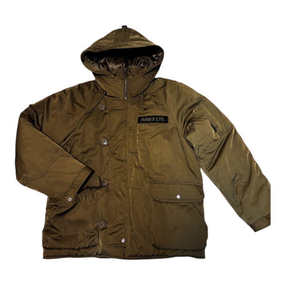 AVIREX N-3B ミリタリー 中綿ジャケット L カーキ フード付き
