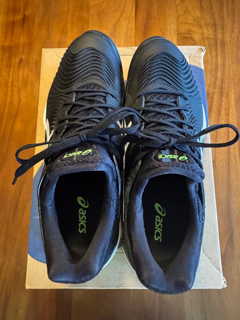 美品 asics COURT FF 2 ブラック/グリーン 27.0cm テニス