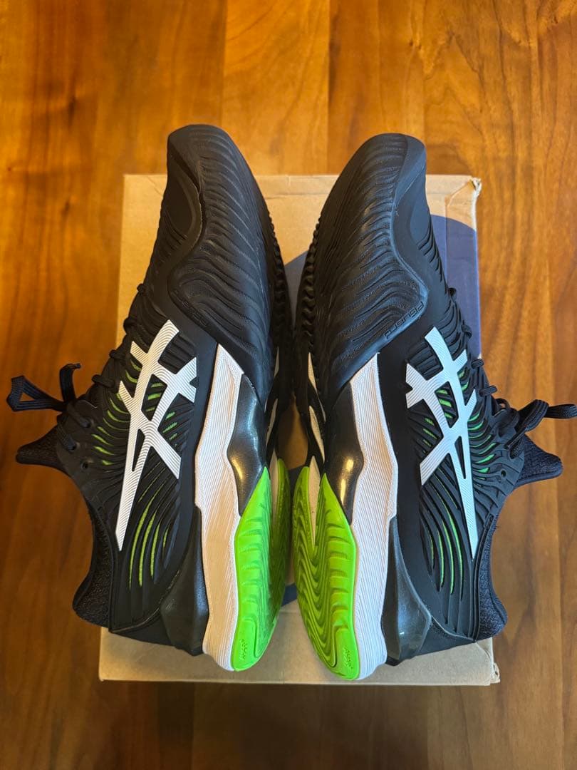 美品 asics COURT FF 2 ブラック/グリーン 27.0cm テニス