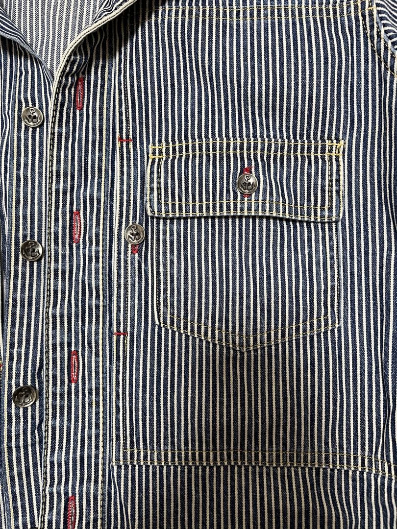 SAMURAI JEANS ヒッコリーカバーオールシャツ S