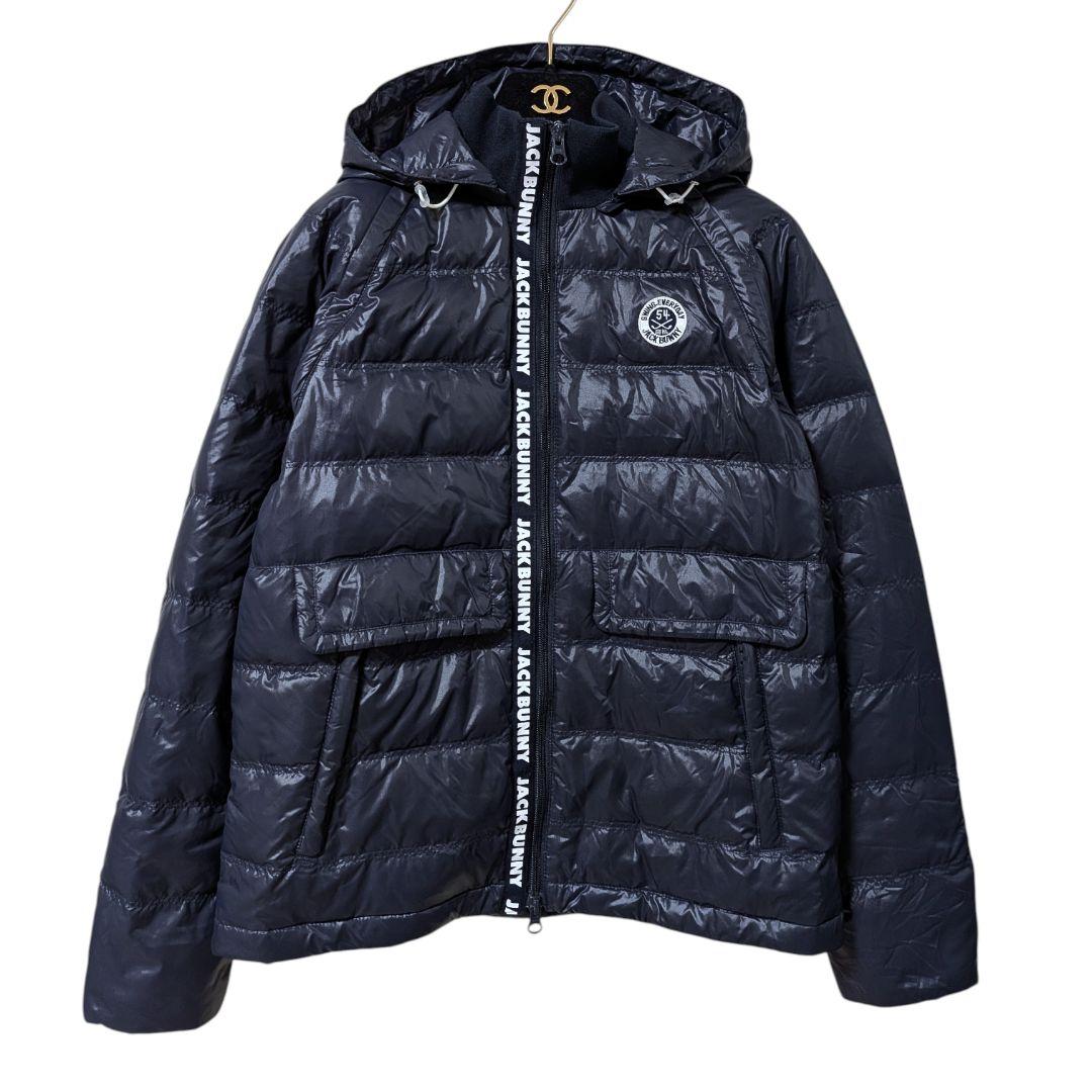 ジャックバニー ロゴライン ダウンジャケット ネイビー フード ゴルフ 1 M