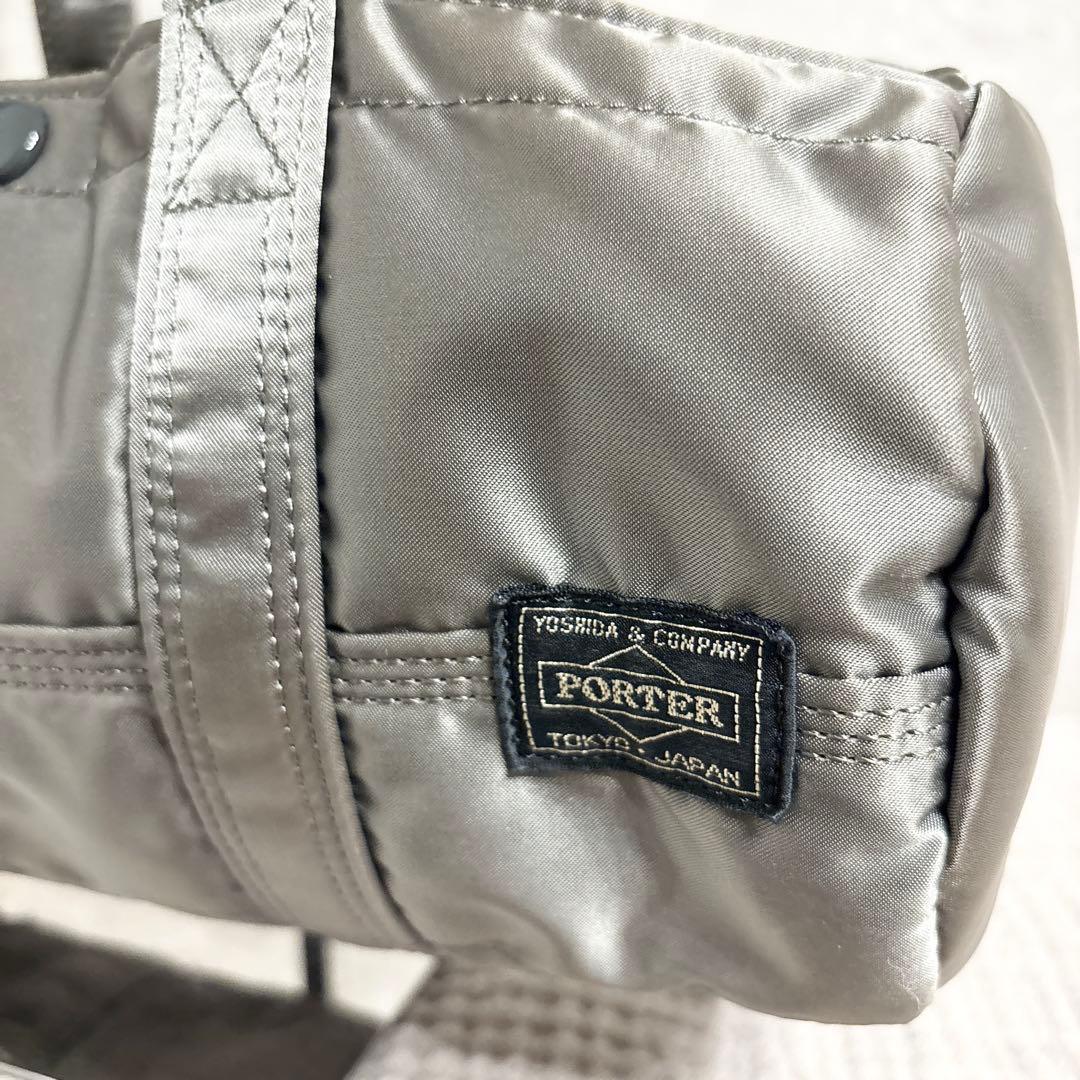 美品 ポーター タンカー ドラムバッグ ミニボストン グレー