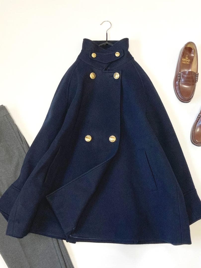美品SHIPS大人可愛い25AWウールライクジャージーメルトン2WAY Pコート