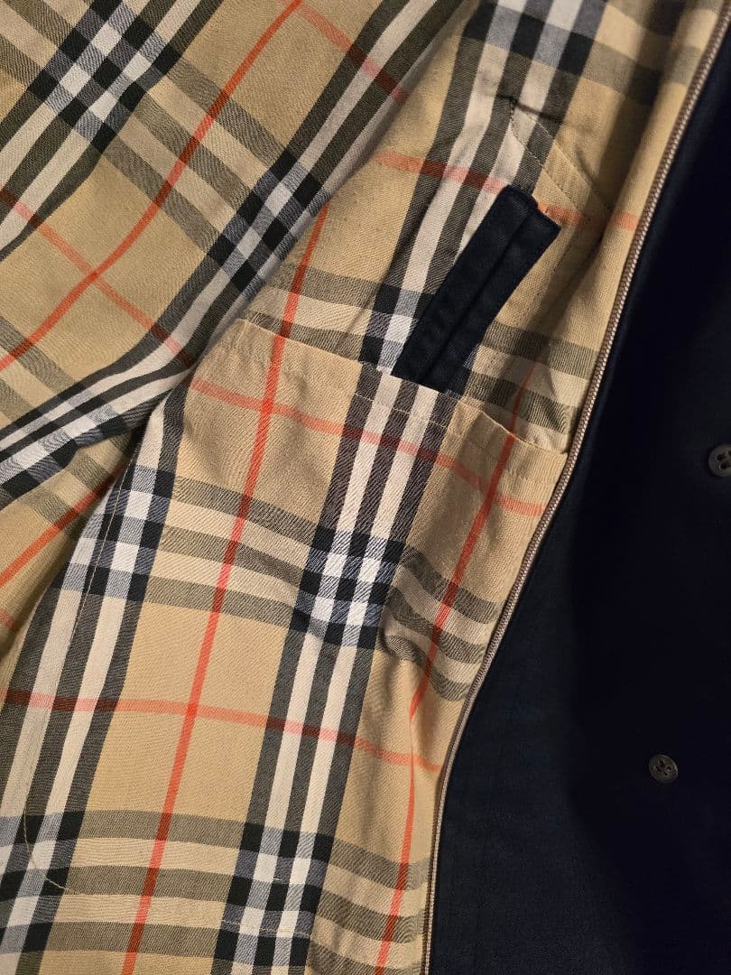 Burberrys ステンカラーコート ノバチェック ライナー付 ネイビー L