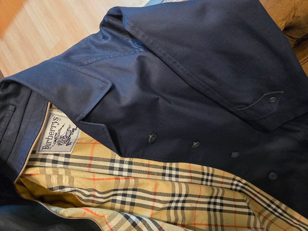 Burberrys ステンカラーコート ノバチェック ライナー付 ネイビー L