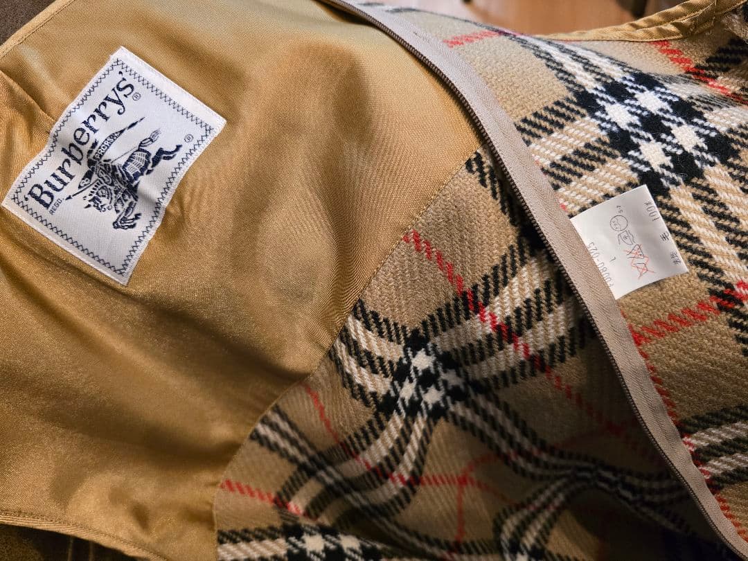 Burberrys ステンカラーコート ノバチェック ライナー付 ネイビー L