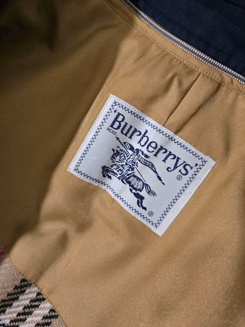 Burberrys ステンカラーコート ノバチェック ライナー付 ネイビー L