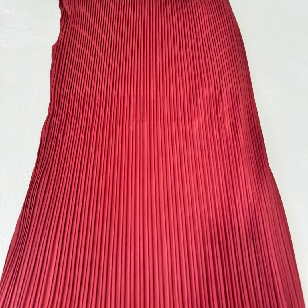 PLEATS PLEASE プリーツ　ボルドー　ノースリーブ　フリンジ