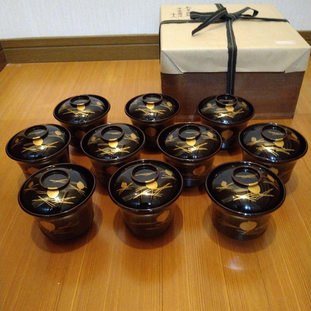 K*ん様 箸洗　松葉蒔絵　黒塗　１０人前