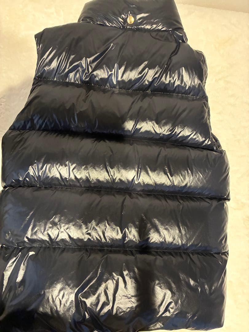 【極暖/美品】ジョンブル ダウンベスト L 黒 光沢 フード着脱可 ダウン95%