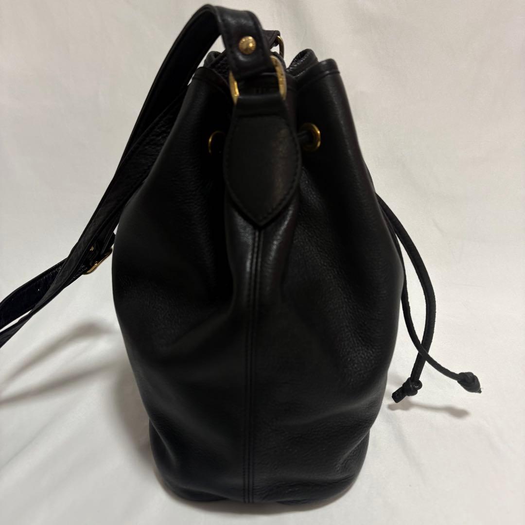 希少 ロンシャン 巾着 ショルダーバック レザー ロゴ 馬 斜めがけ ブラック