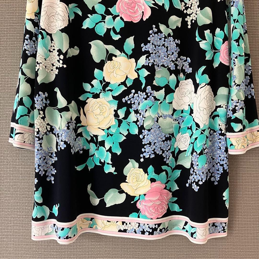 近年美品　レオナール　カンカン　チュニック　花柄　大きいサイズ44