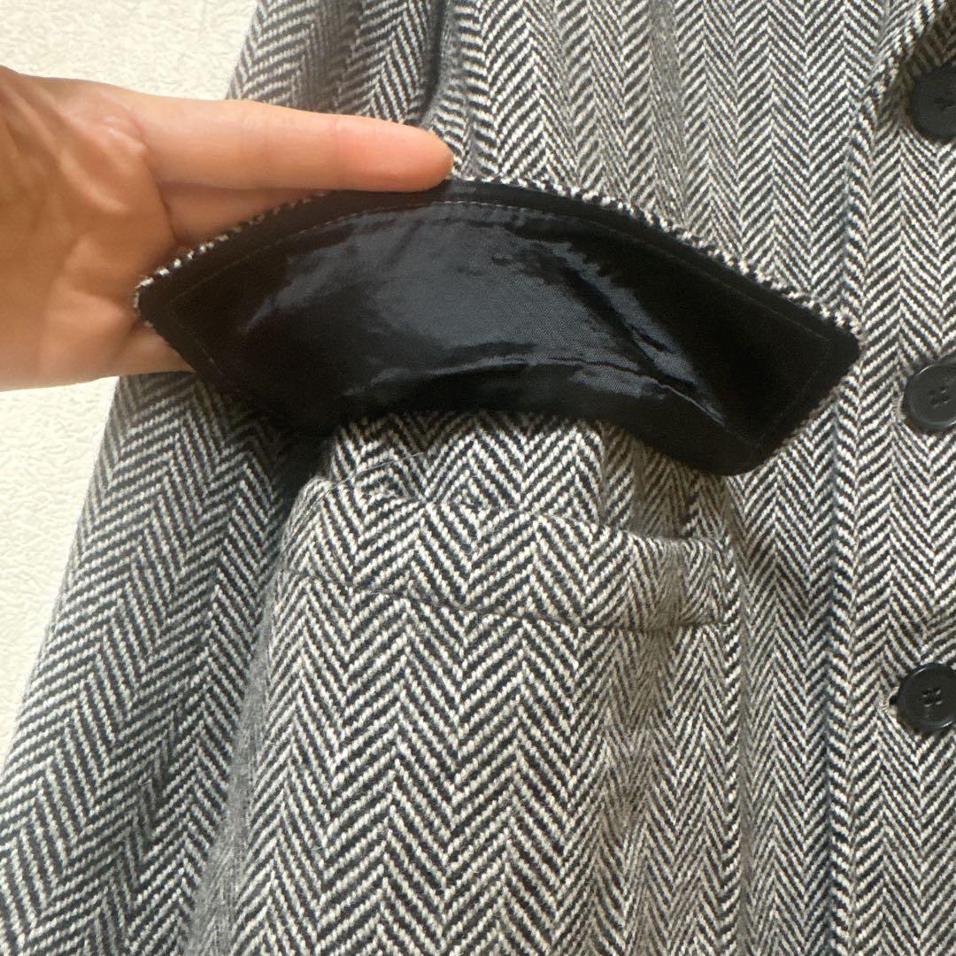 ラルフローレン　グレー ヘリンボーン柄 ロングコート