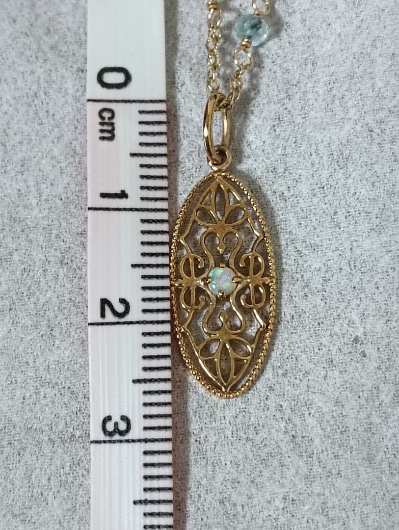 アガット　K10 オパール　透かし　ペンダントトップ