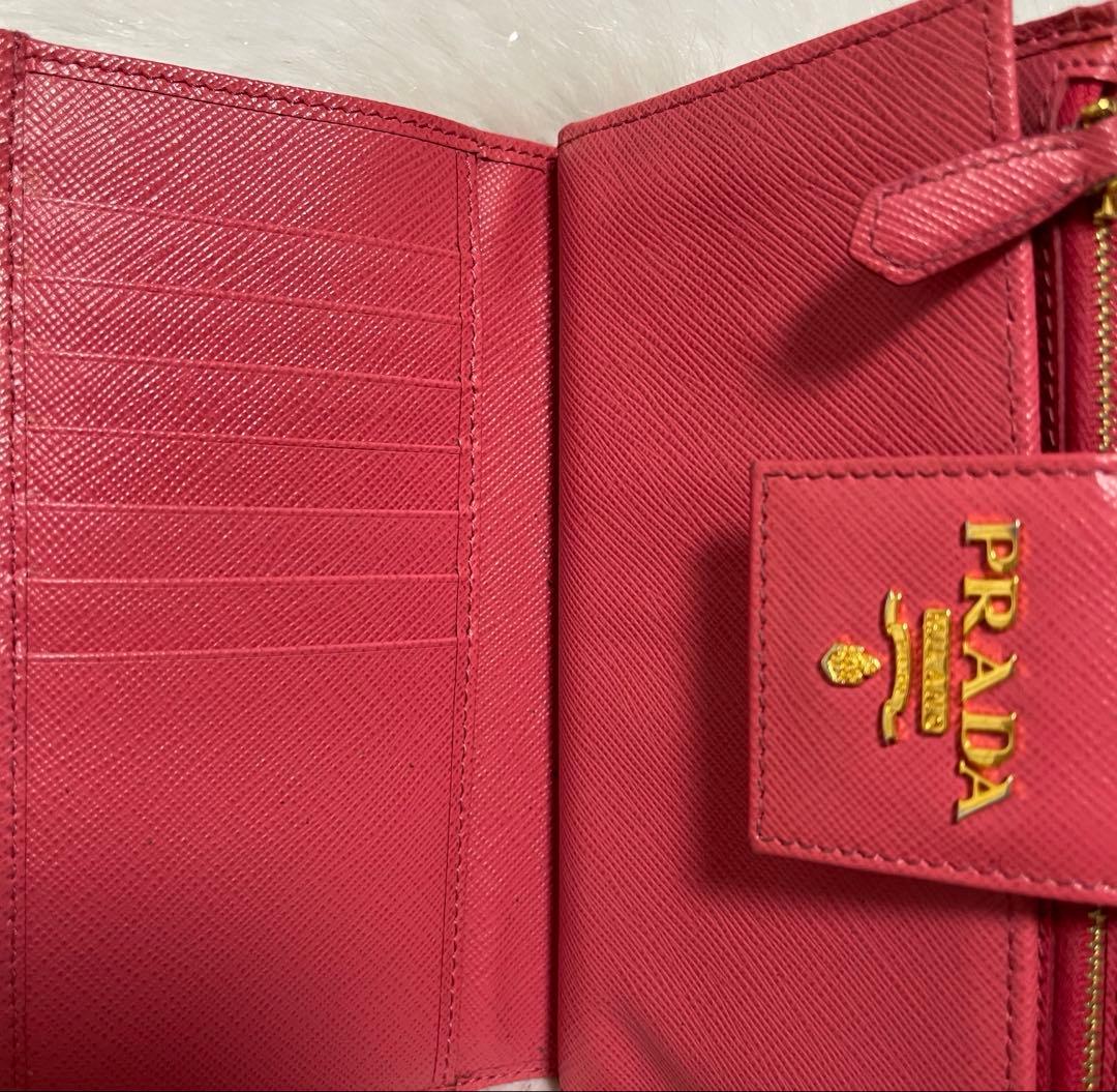 【PRADA】プラダ財布☆サフィアーノ☆コンパクトウォレット☆ピンク美品