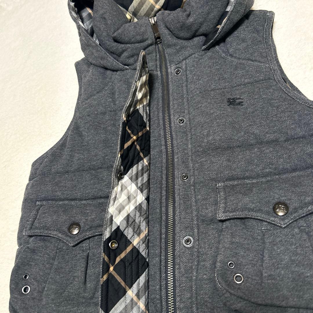 ✨美品✨　BURBERRY ダウンベスト フード ノバチェック ロゴ　刺繡　38