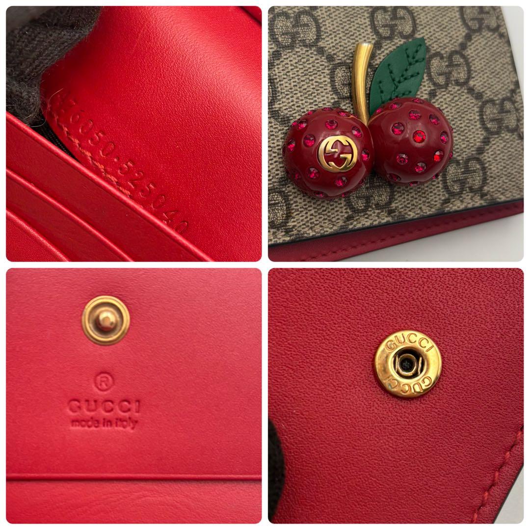 極美品　GUCCI チェリー　二つ折り　財布　ビジュー欠損なし　人気