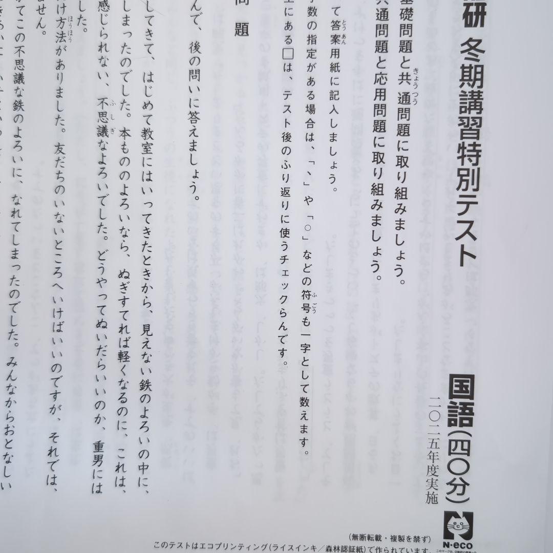 2025年度　日能研　全国公開模試学習力育成テスト4年他1年分