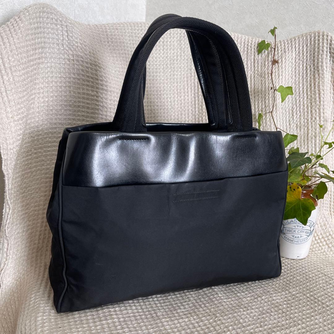 ◇ 美品 PRADA プラダ トートバッグ ナイロン×レザー ブラック ◇