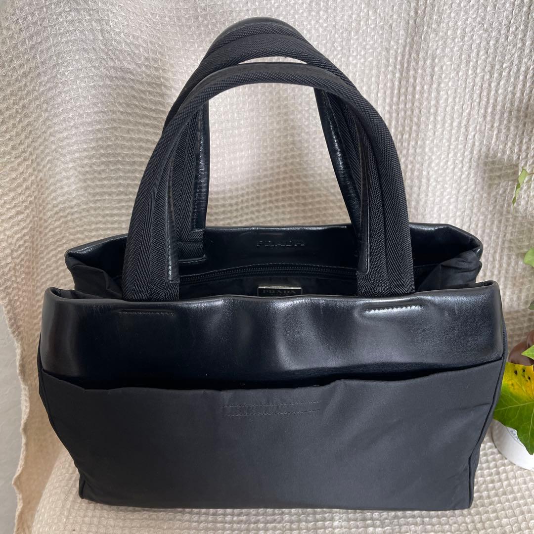 ◇ 美品 PRADA プラダ トートバッグ ナイロン×レザー ブラック ◇