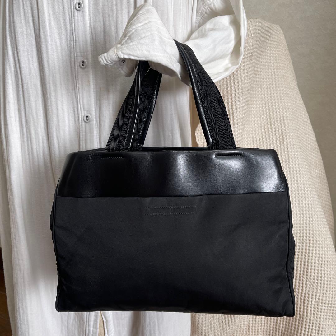 ◇ 美品 PRADA プラダ トートバッグ ナイロン×レザー ブラック ◇