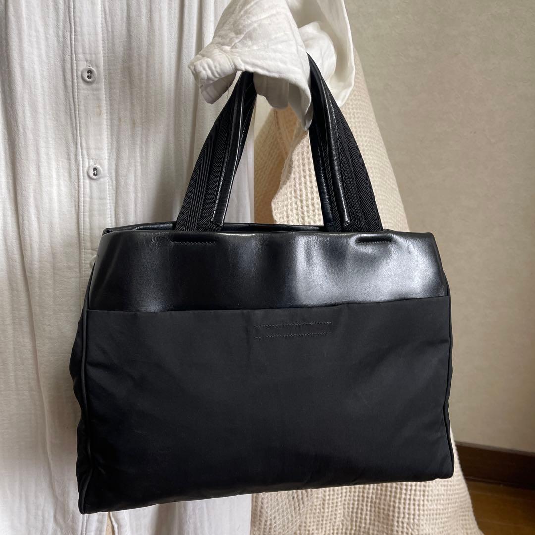 ◇ 美品 PRADA プラダ トートバッグ ナイロン×レザー ブラック ◇