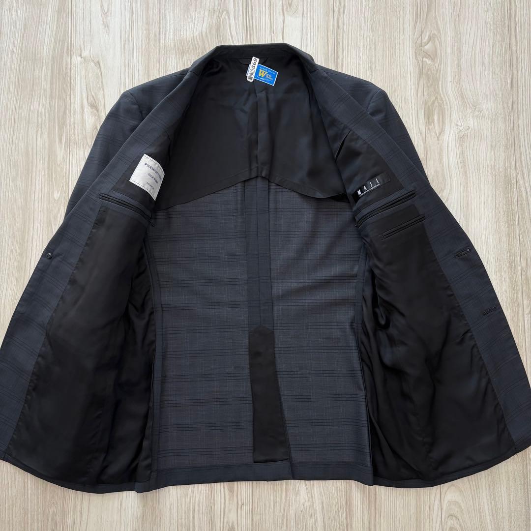 【美品】MAJI スリーピース スーツ A6 L チャコール チェック シルク混