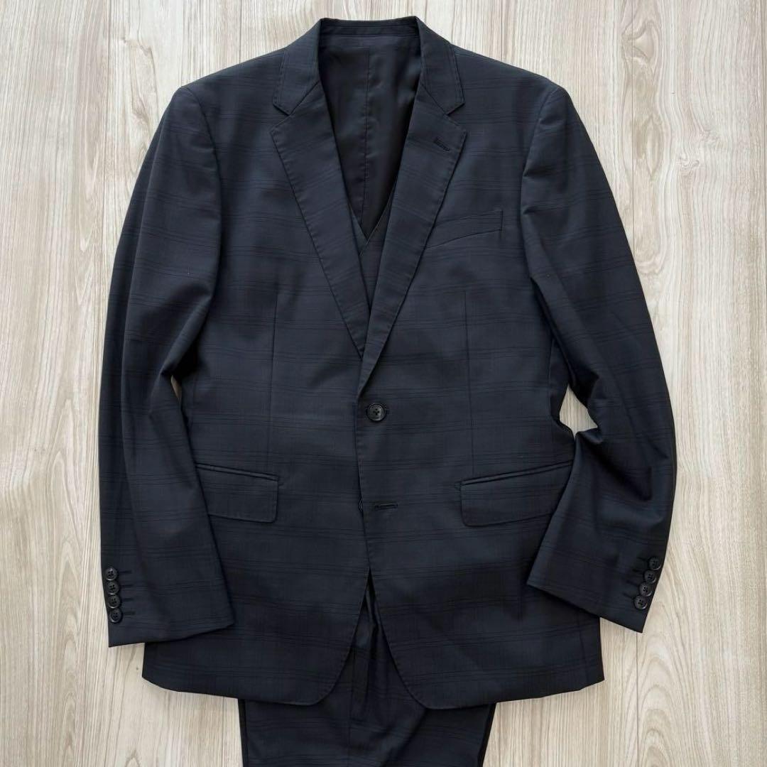 【美品】MAJI スリーピース スーツ A6 L チャコール チェック シルク混