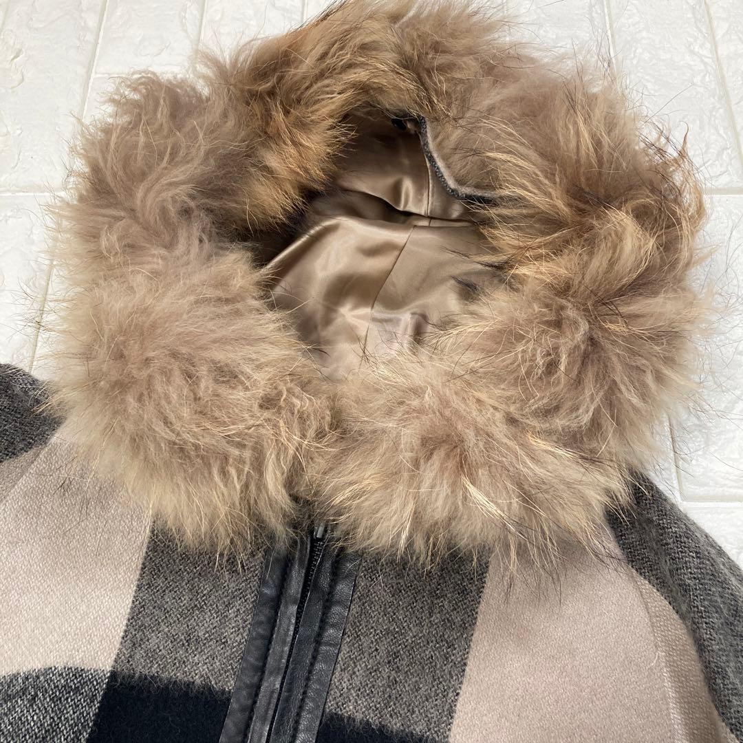 shimizu　グレースコンチネンタル　ポンチョ　フード　ファー