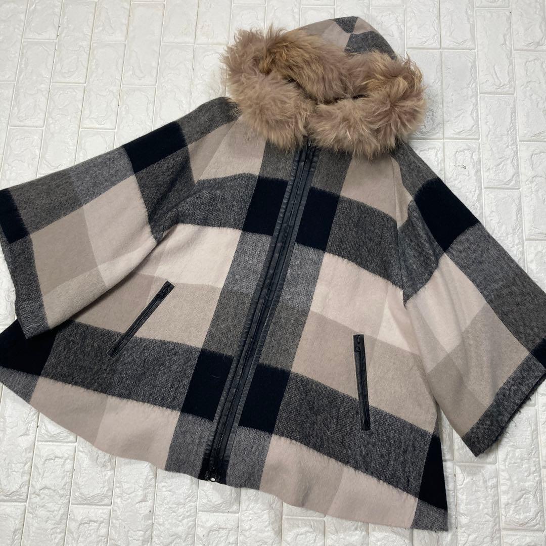 shimizu　グレースコンチネンタル　ポンチョ　フード　ファー