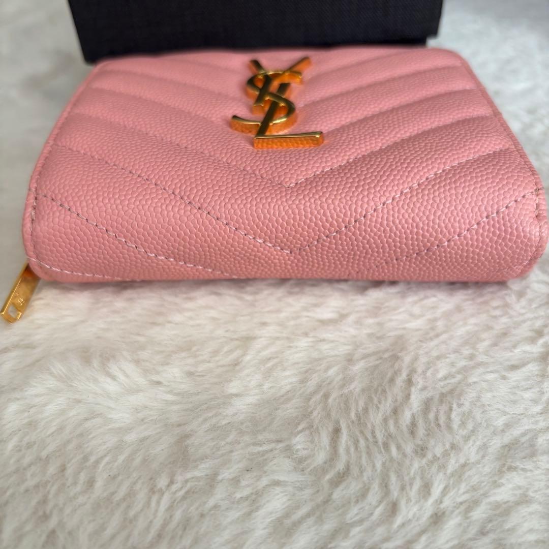 イヴサンローラン YSL 財布 コンパクト ピンク系 レディース
