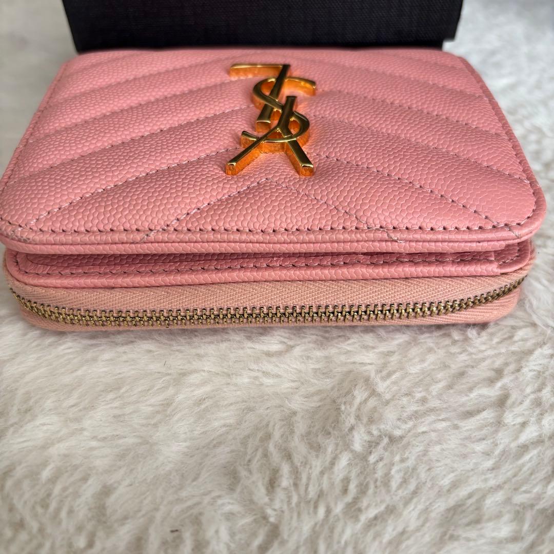 イヴサンローラン YSL 財布 コンパクト ピンク系 レディース