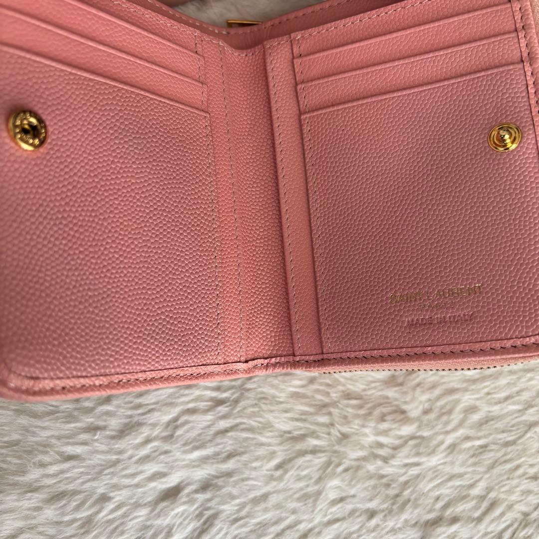 イヴサンローラン YSL 財布 コンパクト ピンク系 レディース
