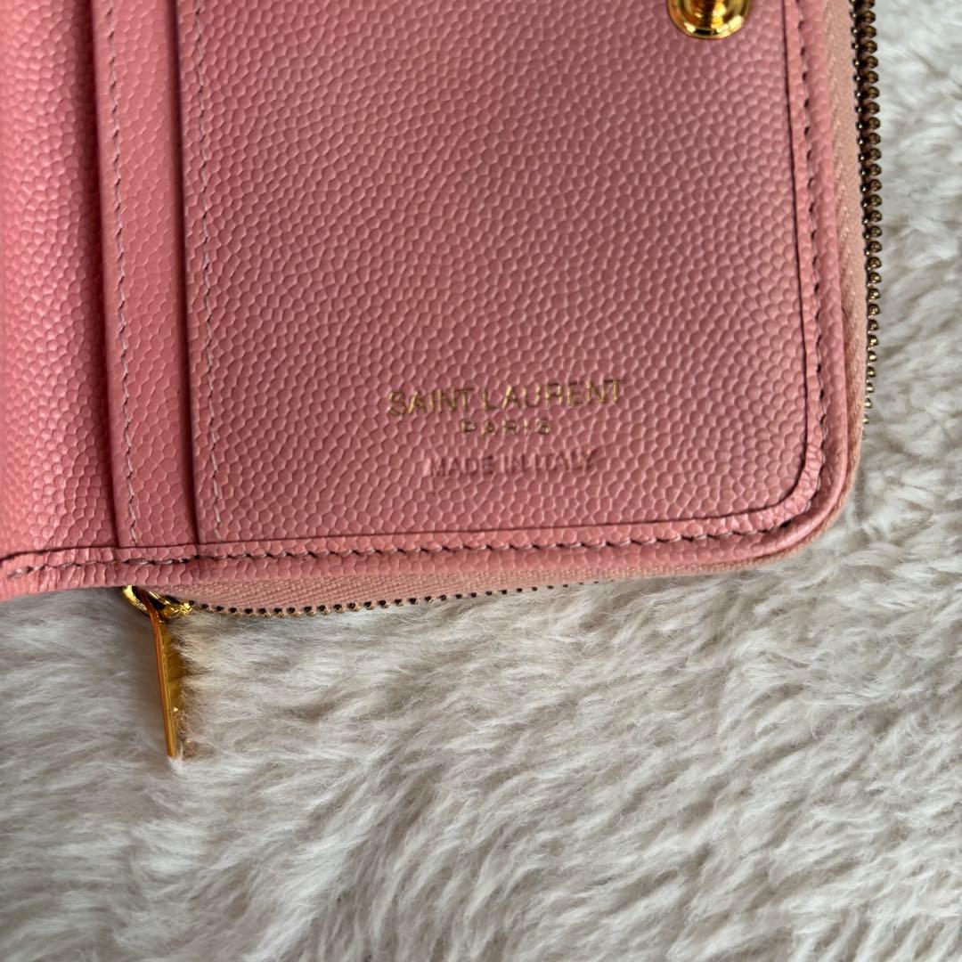 イヴサンローラン YSL 財布 コンパクト ピンク系 レディース