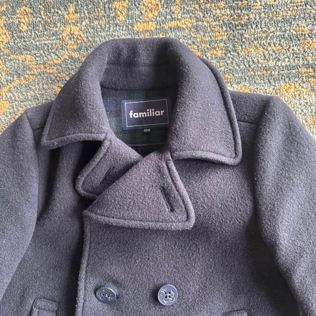 【美品、familiar 】ウールコート ネイビー110 お受験　フォーマル