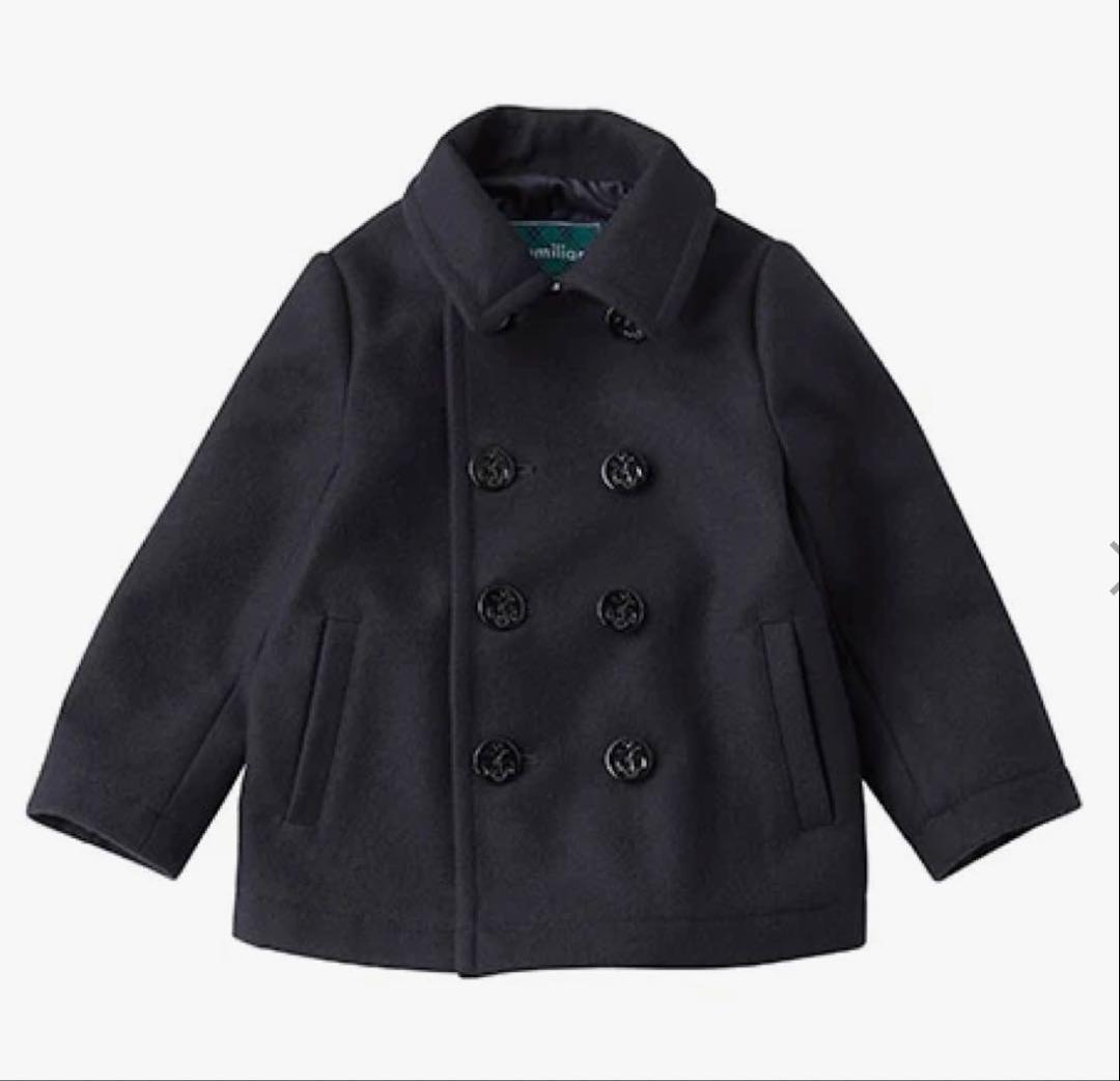 【美品、familiar 】ウールコート ネイビー110 お受験　フォーマル